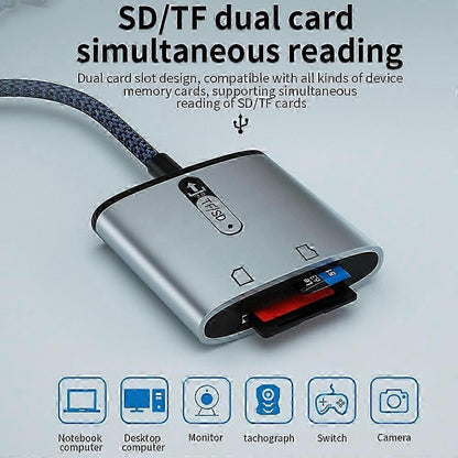 USB 3.0 to TF SD Card Reader, High-Speed Aluminum Alloy Memory Card Adapter V1263-JX-4723