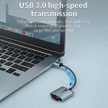 USB 3.0 to TF SD Card Reader, High-Speed Aluminum Alloy Memory Card Adapter V1263-JX-4723