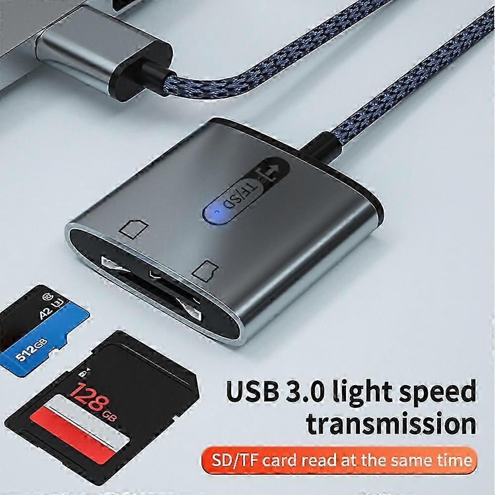 USB 3.0 to TF SD Card Reader, High-Speed Aluminum Alloy Memory Card Adapter V1263-JX-4723