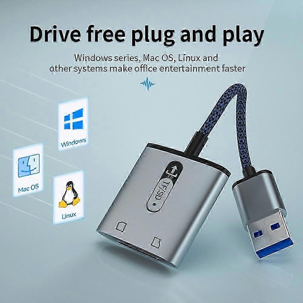 USB 3.0 to TF SD Card Reader, High-Speed Aluminum Alloy Memory Card Adapter V1263-JX-4723