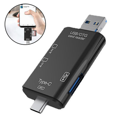 TF/SD Card Reader with USB 2.0, Tri-Connector Memory Card Adapter V1263-JX-4744
