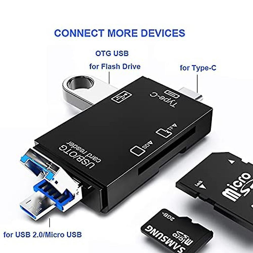TF/SD Card Reader with USB 2.0, Tri-Connector Memory Card Adapter V1263-JX-4744