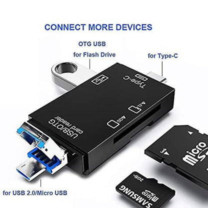 TF/SD Card Reader with USB 2.0, Tri-Connector Memory Card Adapter V1263-JX-4744