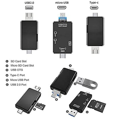 TF/SD Card Reader with USB 2.0, Tri-Connector Memory Card Adapter V1263-JX-4744