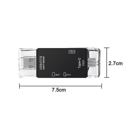 TF/SD Card Reader with USB 2.0, Tri-Connector Memory Card Adapter V1263-JX-4744