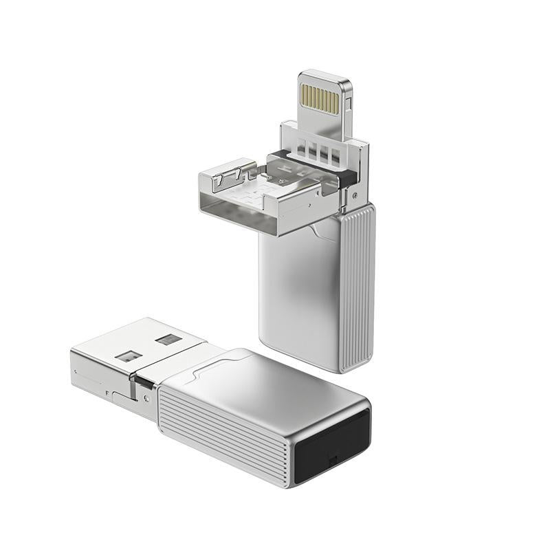 2-in-1 8pin USB Memory Card Reader for Phone/Pad, Silver Optional V1263-JX-4747