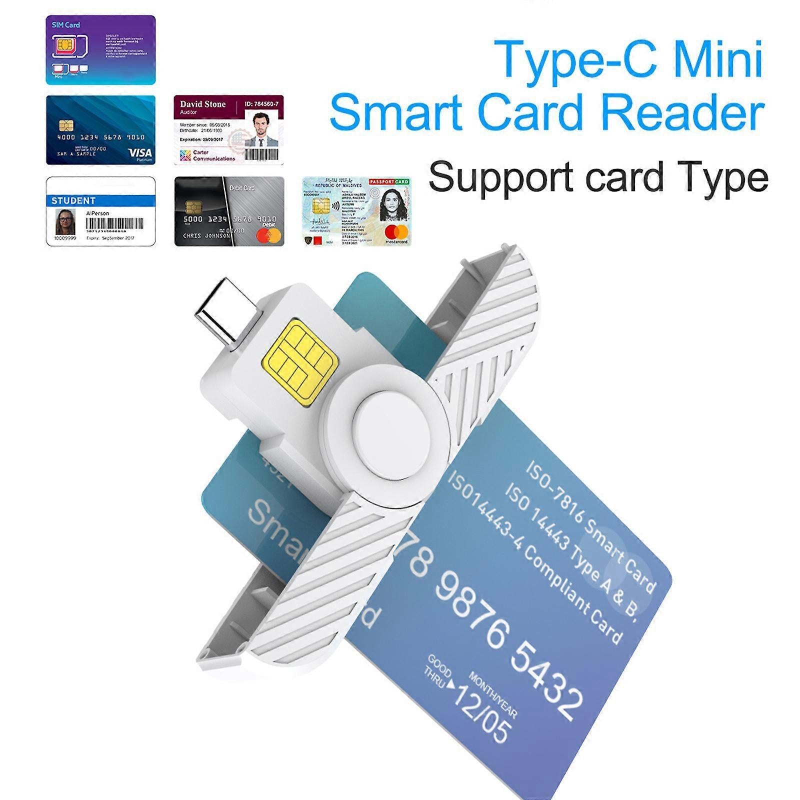 USB C Card Reader, Foldable DOD CAC Bank Chip Card Reader V1263-JX-4756