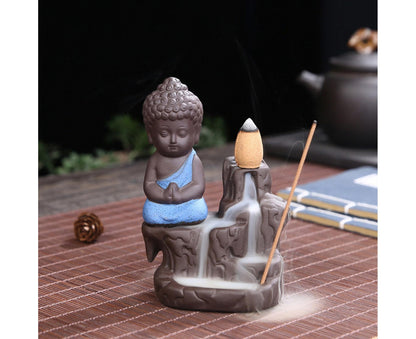 Home Fragrance Creative Little Monk Small Buddha Censer Backflow Incense Burner-Light Orange V1263-JX-476