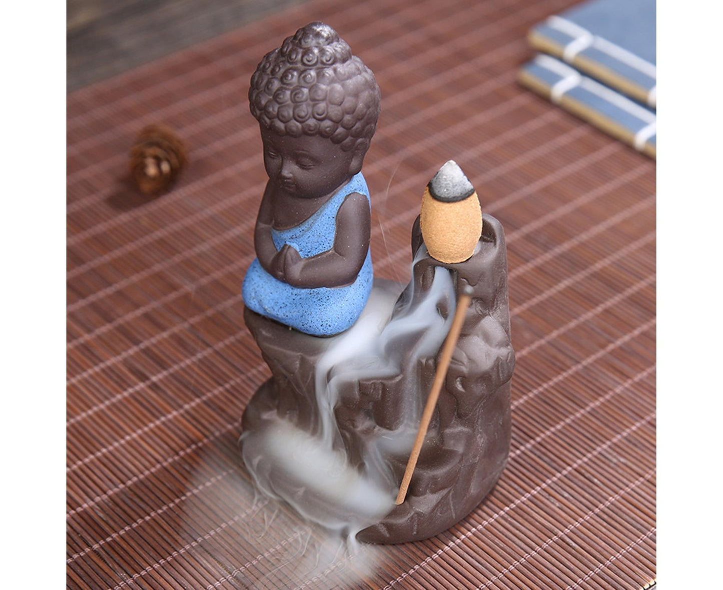 Home Fragrance Creative Little Monk Small Buddha Censer Backflow Incense Burner-Light Orange V1263-JX-476