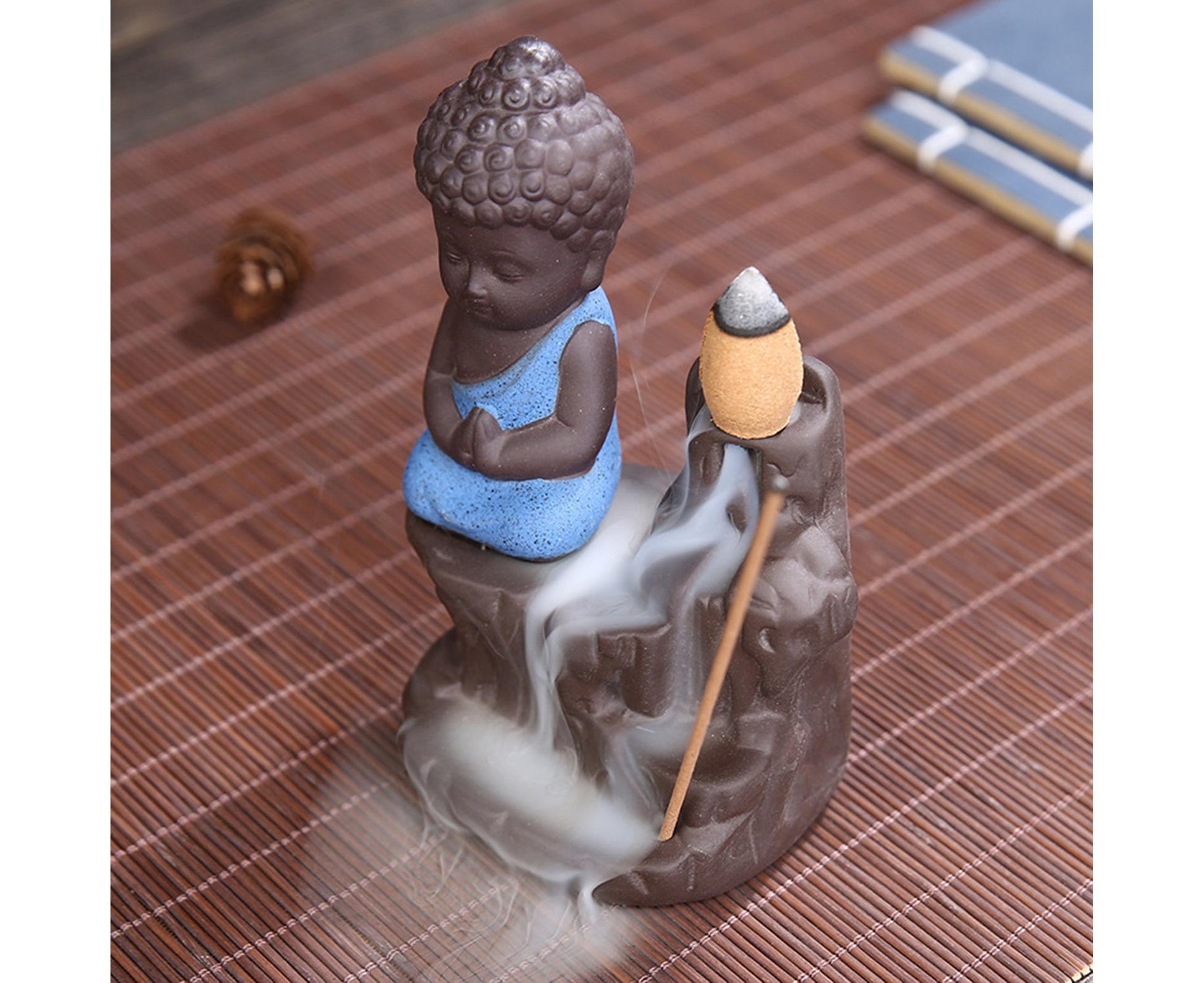Home Fragrance Creative Little Monk Small Buddha Censer Backflow Incense Burner-Light Orange V1263-JX-476
