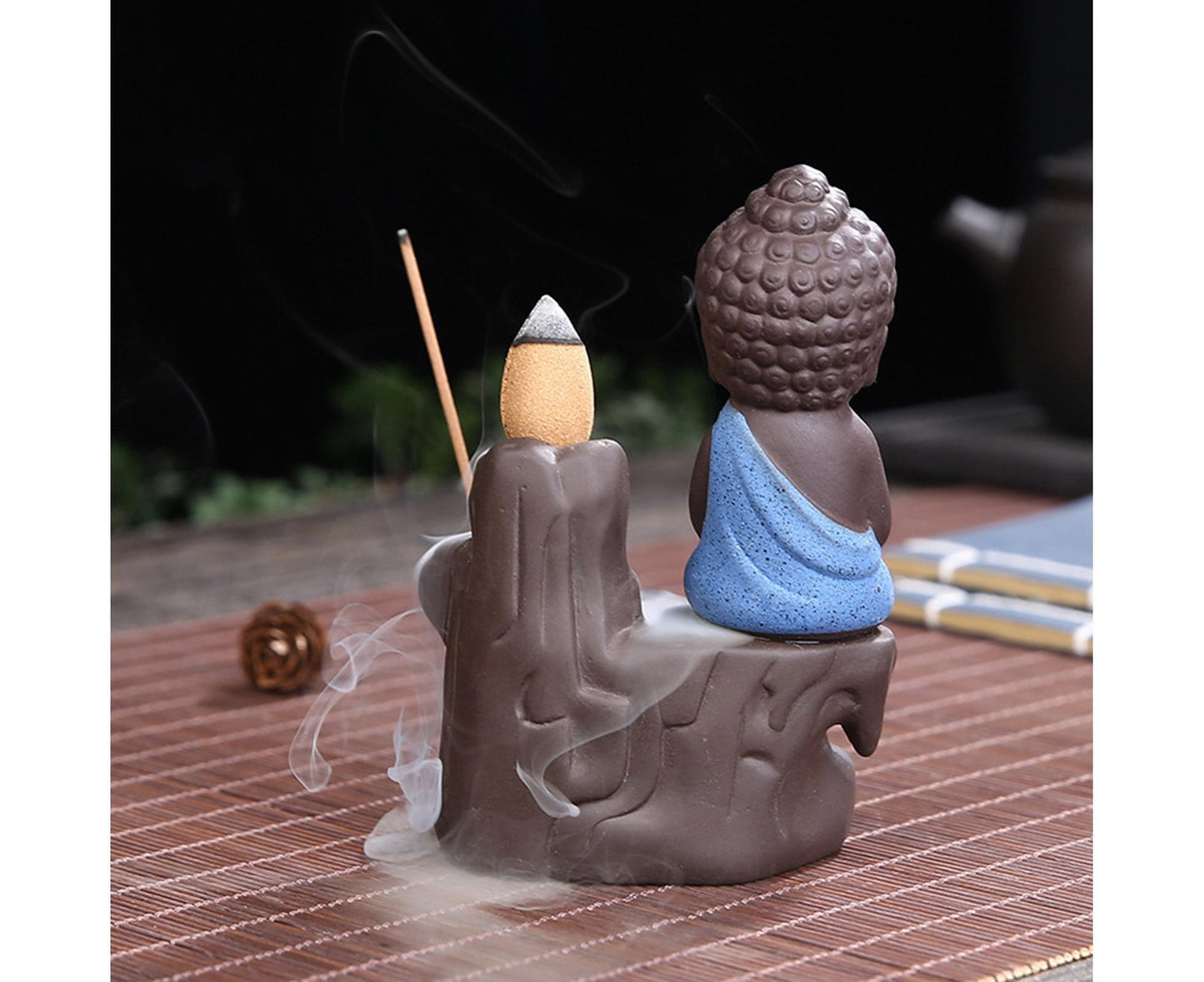 Home Fragrance Creative Little Monk Small Buddha Censer Backflow Incense Burner-Light Orange V1263-JX-476