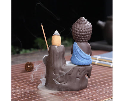 Home Fragrance Creative Little Monk Small Buddha Censer Backflow Incense Burner-Light Orange V1263-JX-476