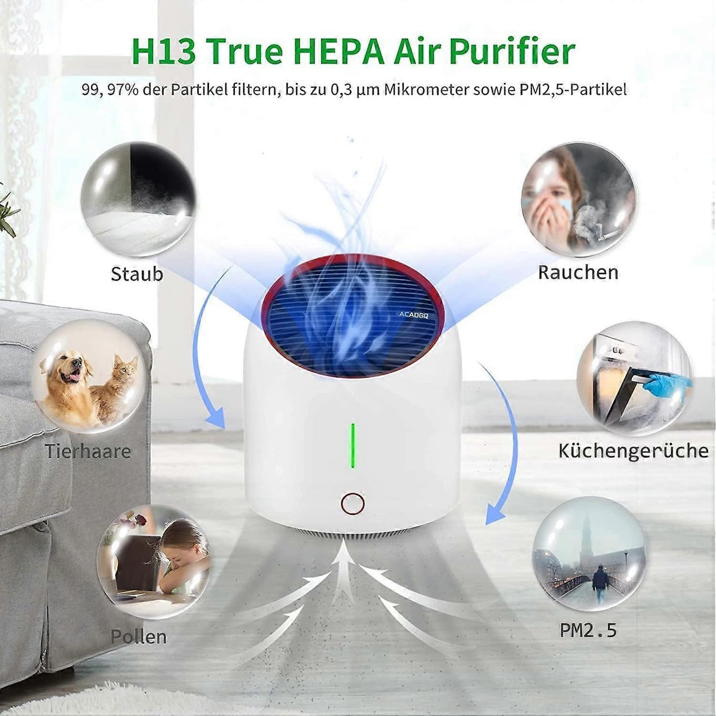 Quiet Air Purifier for Smoking Room, Apartment Room Air Filter V1263-JX-4764