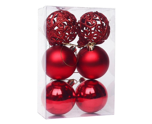 6Pcs 8cm Xmas Tree Pendant-Red 8 cm V1263-JX-477