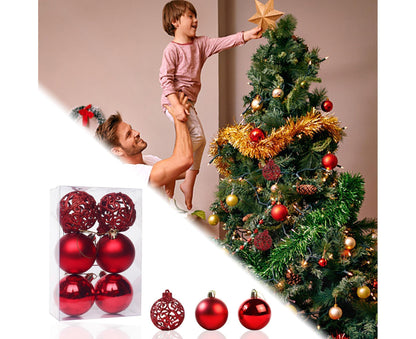 6Pcs 8cm Xmas Tree Pendant-Red 8 cm V1263-JX-477