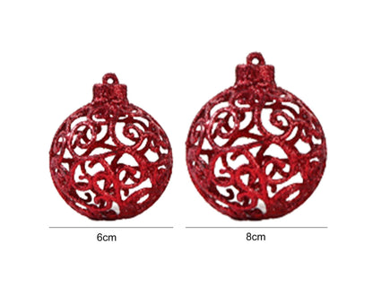 6Pcs 8cm Xmas Tree Pendant-Red 8 cm V1263-JX-477