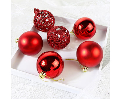 6Pcs 8cm Xmas Tree Pendant-Red 8 cm V1263-JX-477
