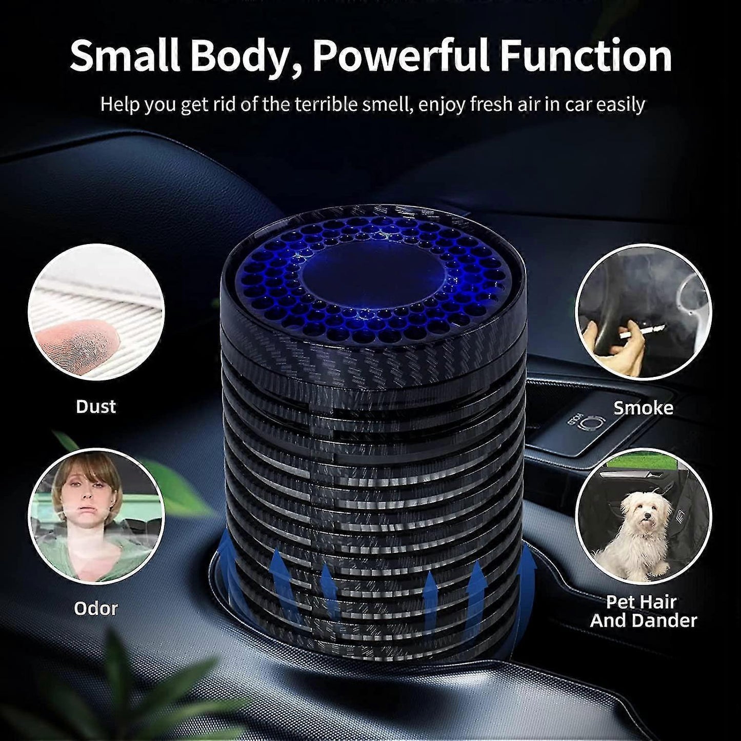 Car Air Purifier for Smoke, Mini Travel Quiet Personal Air Cleaner V1263-JX-4772