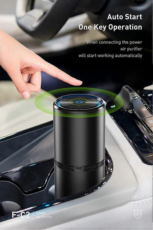 Car Air Purifier Ionizer for Smokers, Compact Ionic Air Cleaner V1263-JX-4780