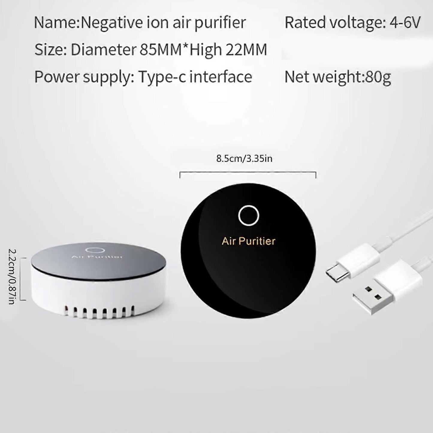 USB Rechargeable Small Air Purifier for Desk & Car, Compact Air Cleaner V1263-JX-4783