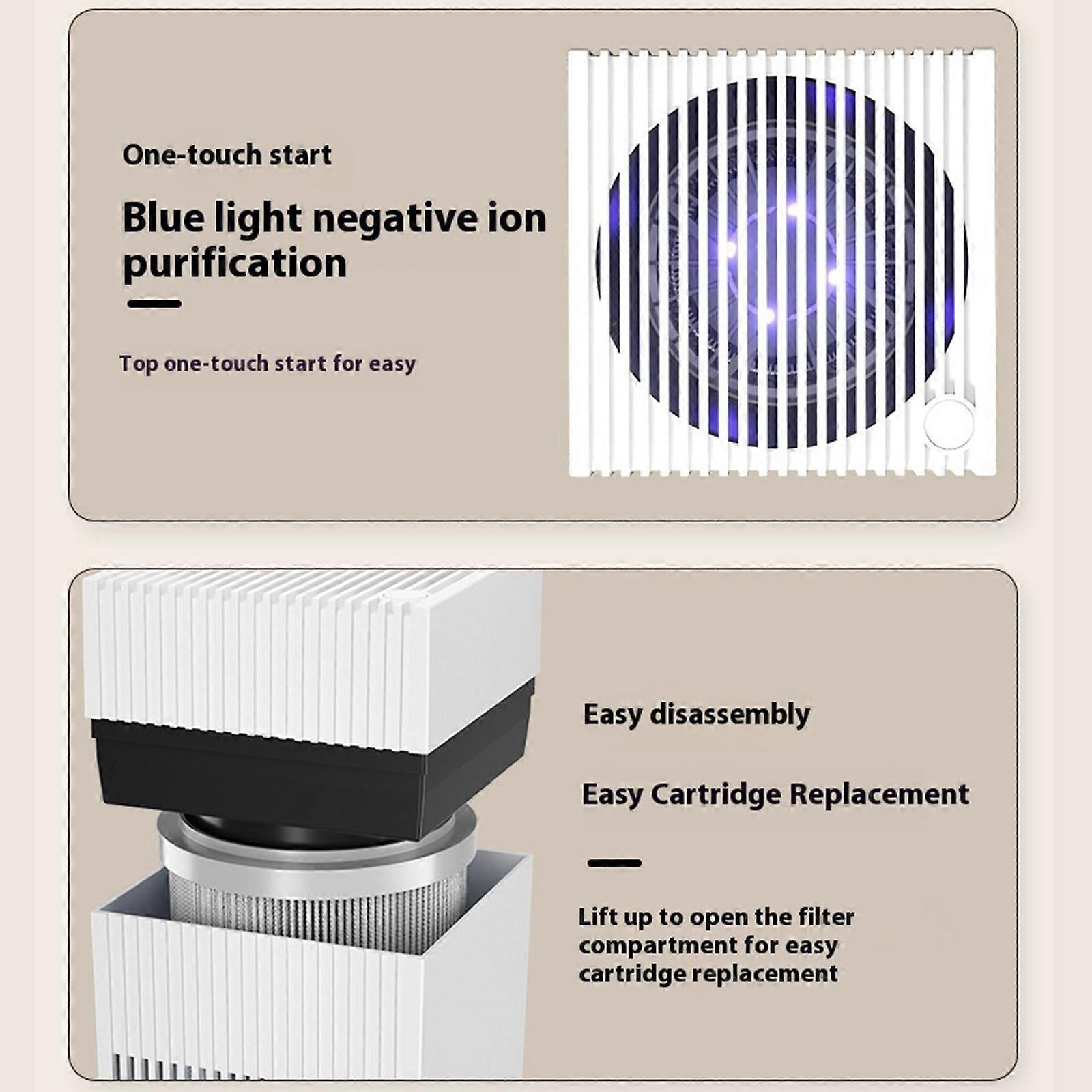 Rechargeable Air Purifier for Kitchen & Car, White Compact Air Cleaner V1263-JX-4784