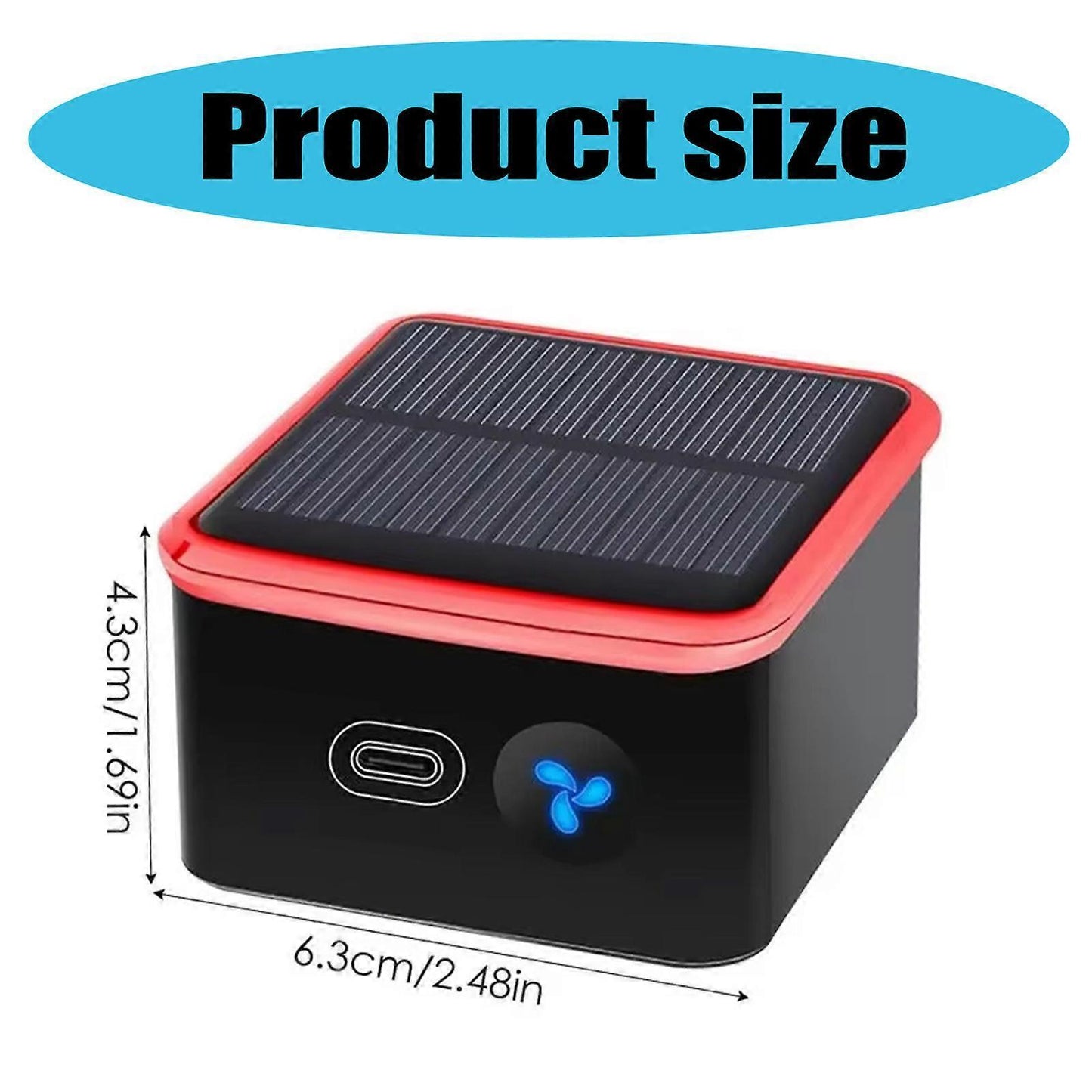 Rechargeable Solar Air Purifier for Desk, Car, Kitchen - Red, ABS Texture V1263-JX-4805