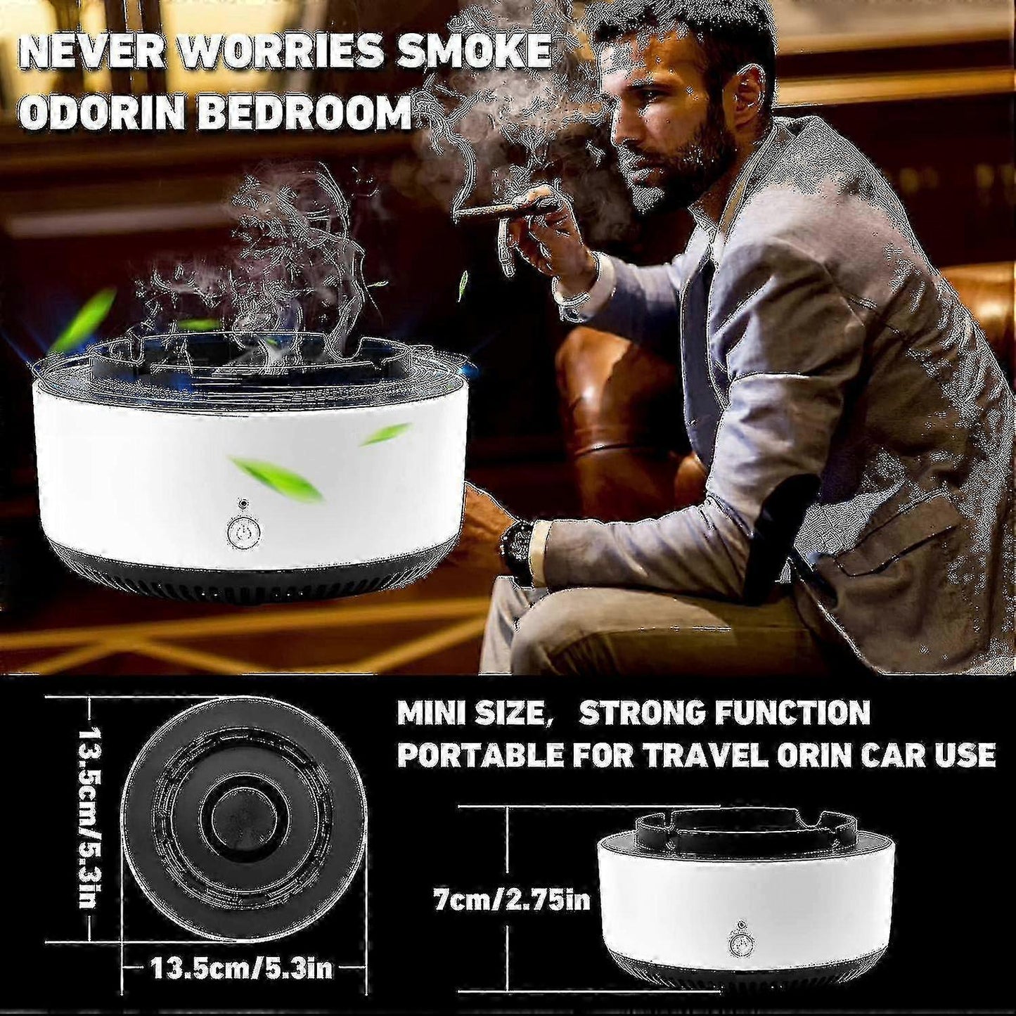 Smokeless Ashtray Air Purifier with Negative Ion for Car & Home Use V1263-JX-4811