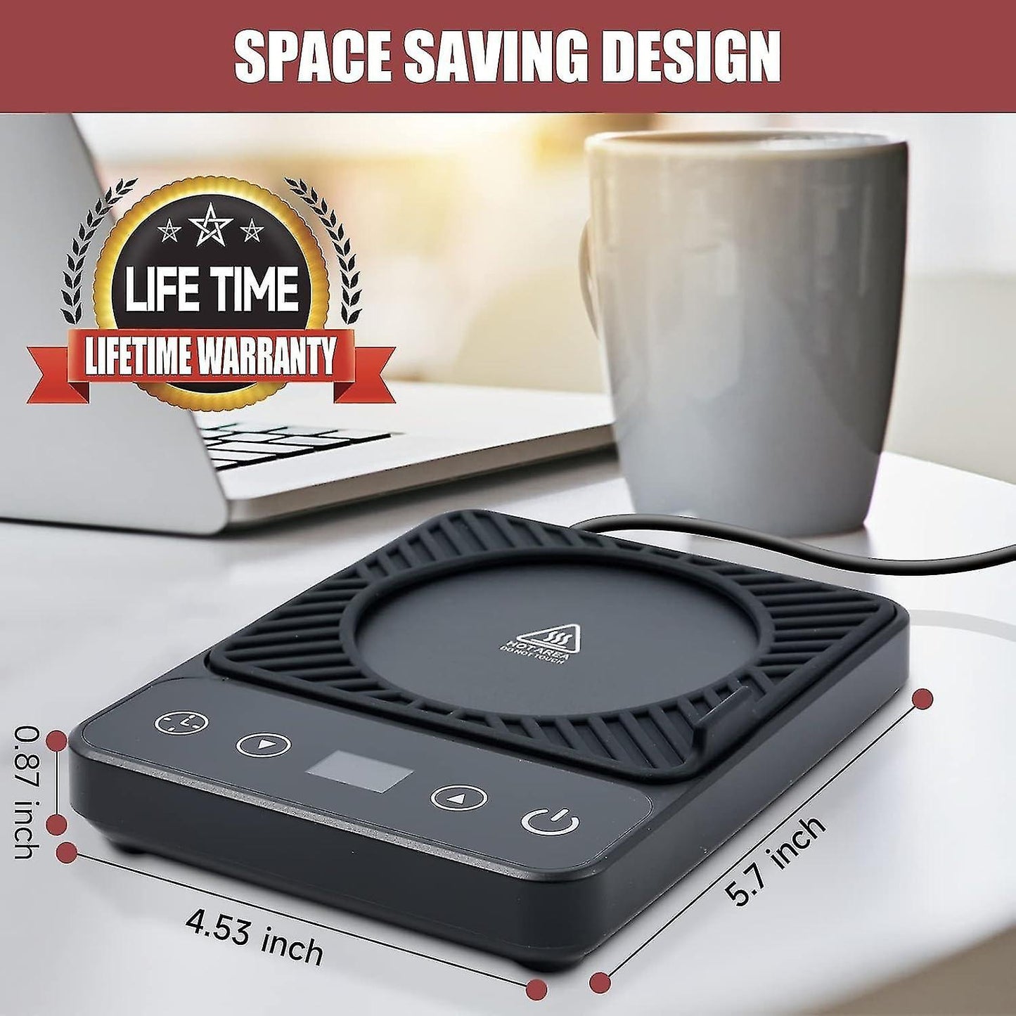 Electric Coffee Mug Warmer with Timer & 6 Temp Settings V1263-JX-4815