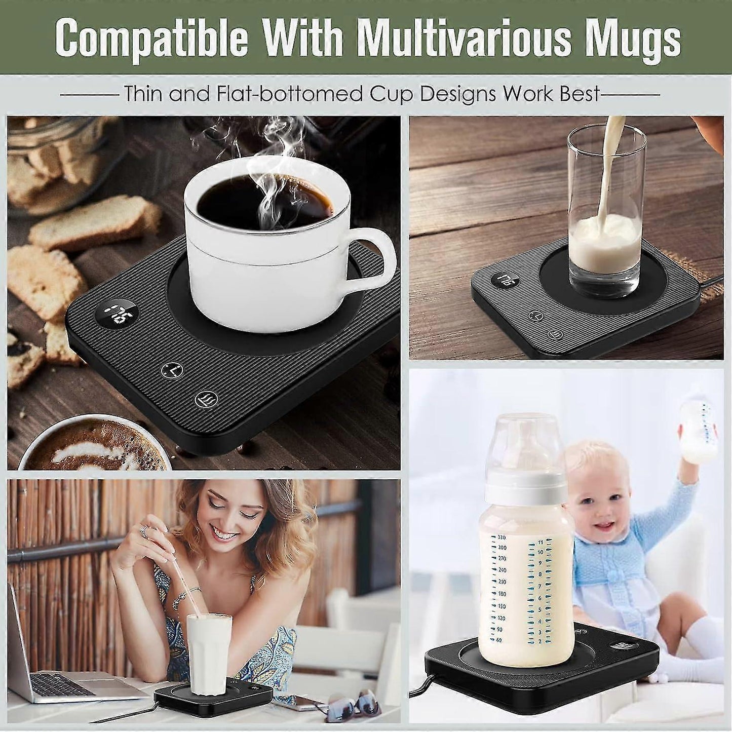Smart Electric Coffee Beverage Warmer for Desk or Home V1263-JX-4830