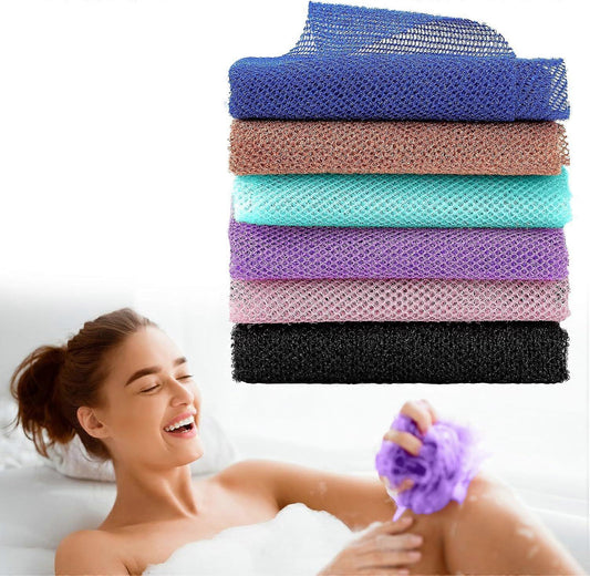6pcs African Long Net Sponge, Exfoliating Shower Body Back Scrubber V1263-JX-4864