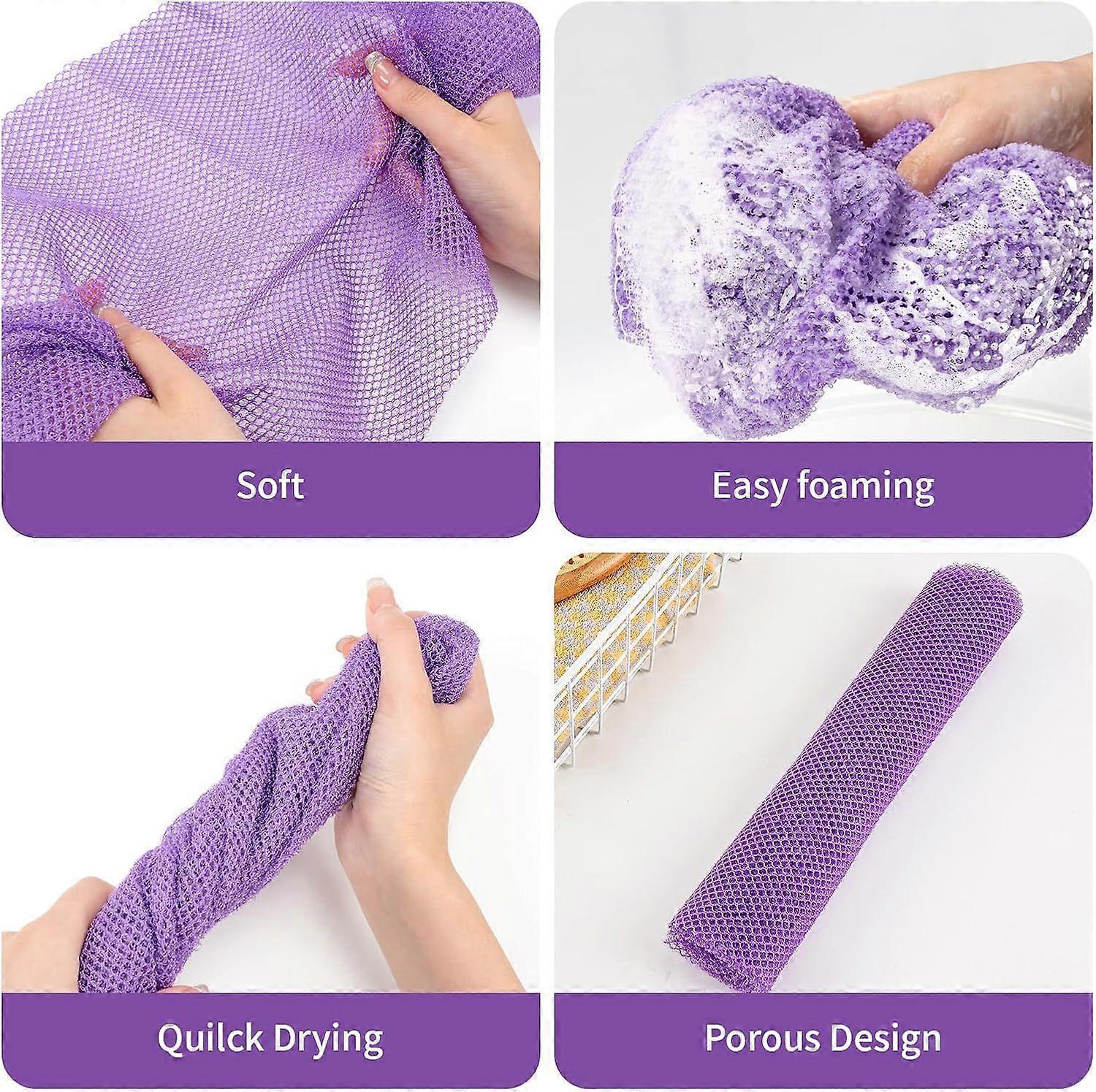 6pcs African Long Net Sponge, Exfoliating Shower Body Back Scrubber V1263-JX-4864