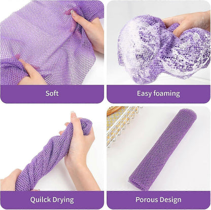 6pcs African Long Net Sponge, Exfoliating Shower Body Back Scrubber V1263-JX-4864