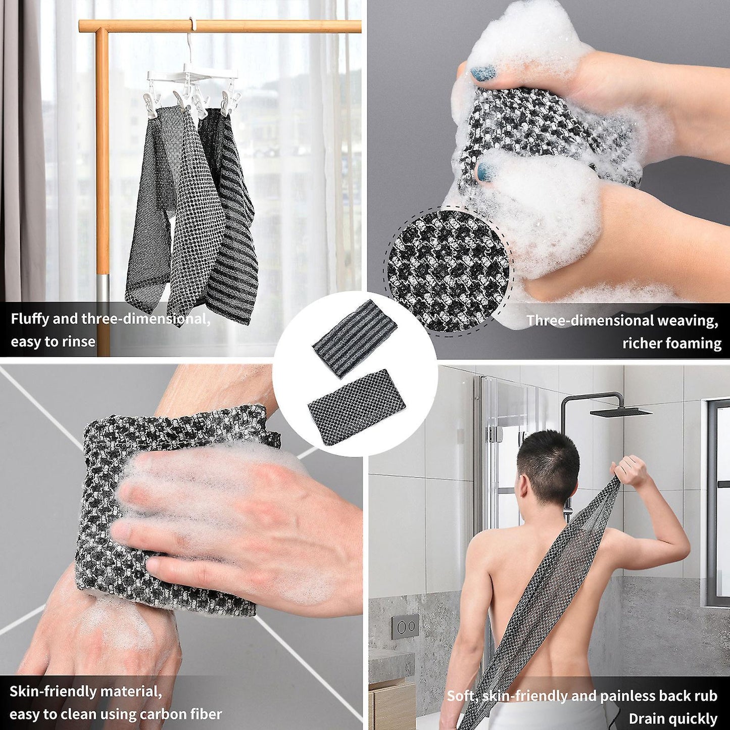 2pcs Exfoliating Washcloth Towel, Loofah Sponge, African Net Sponge V1263-JX-4866