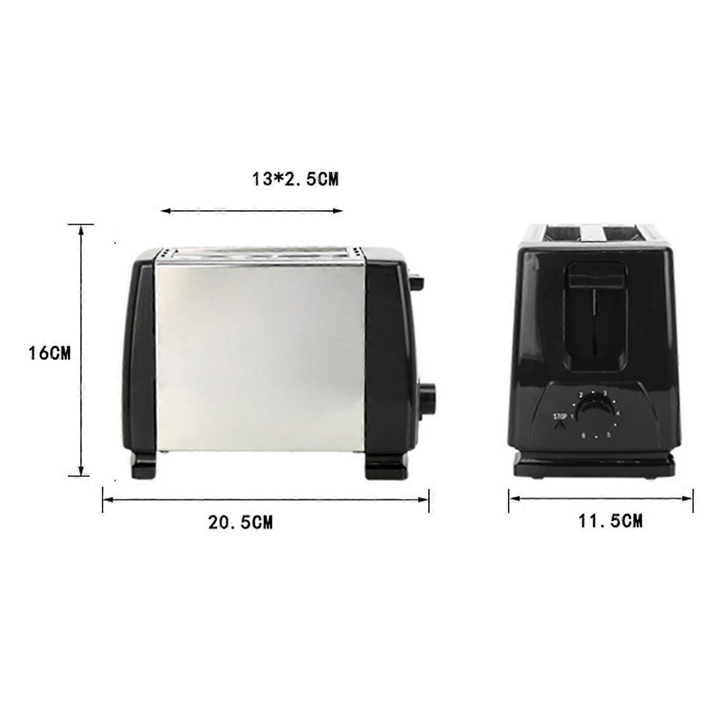 2-Slice Wide Slot Stainless Steel Toaster, Home Breakfast Machine V1263-JX-4882