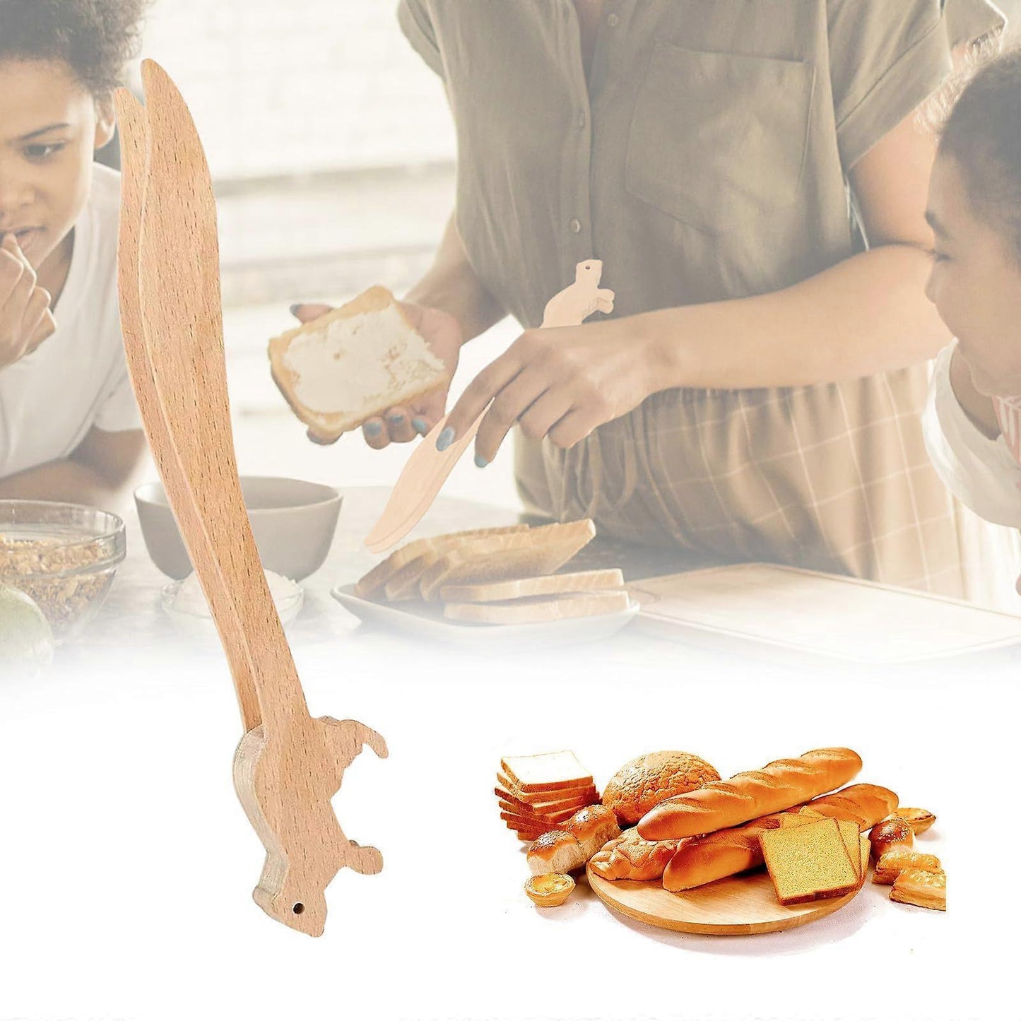 2pcs Wooden Toaster Tongs for Bread and Appetizers V1263-JX-4887