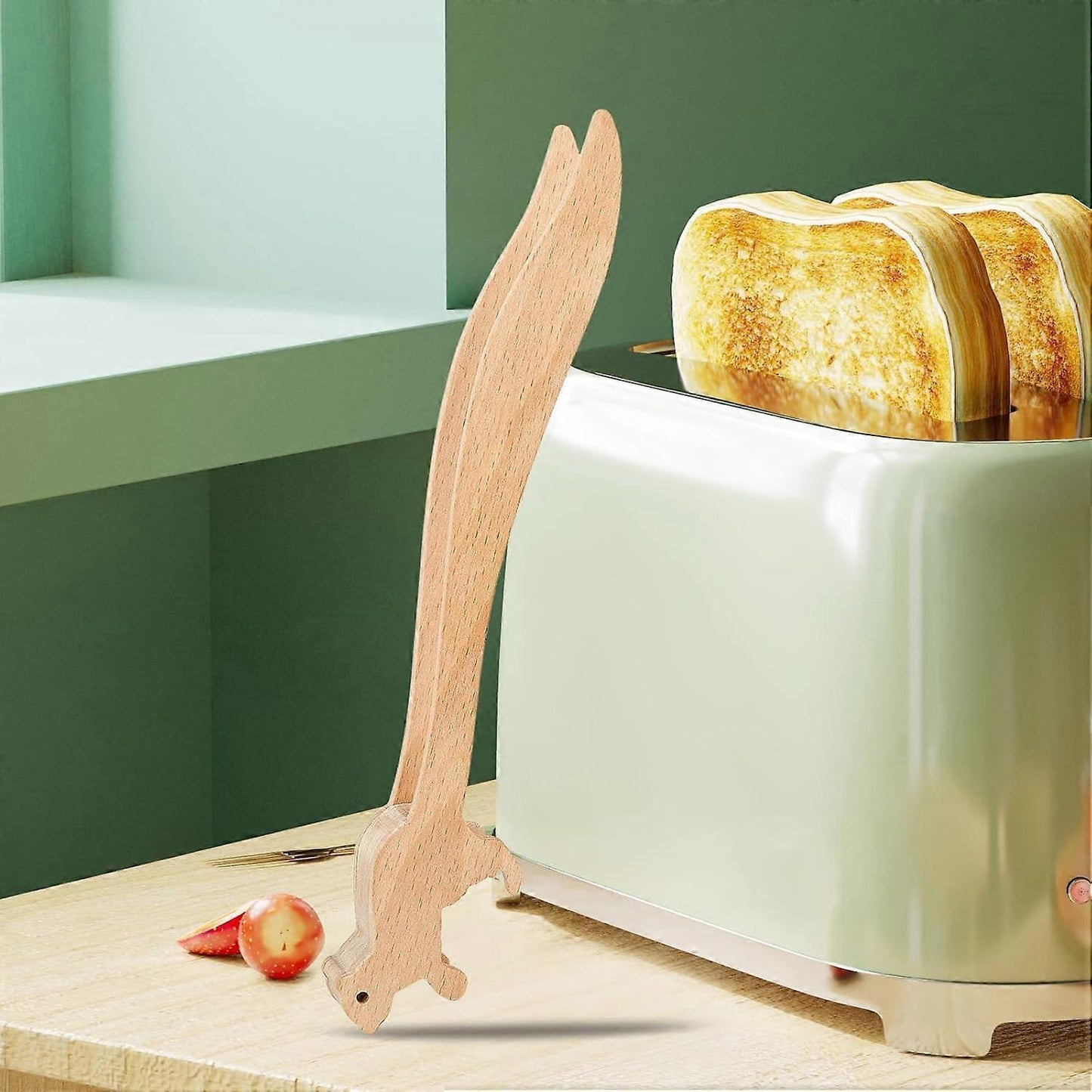 2pcs Wooden Toaster Tongs for Bread and Appetizers V1263-JX-4887