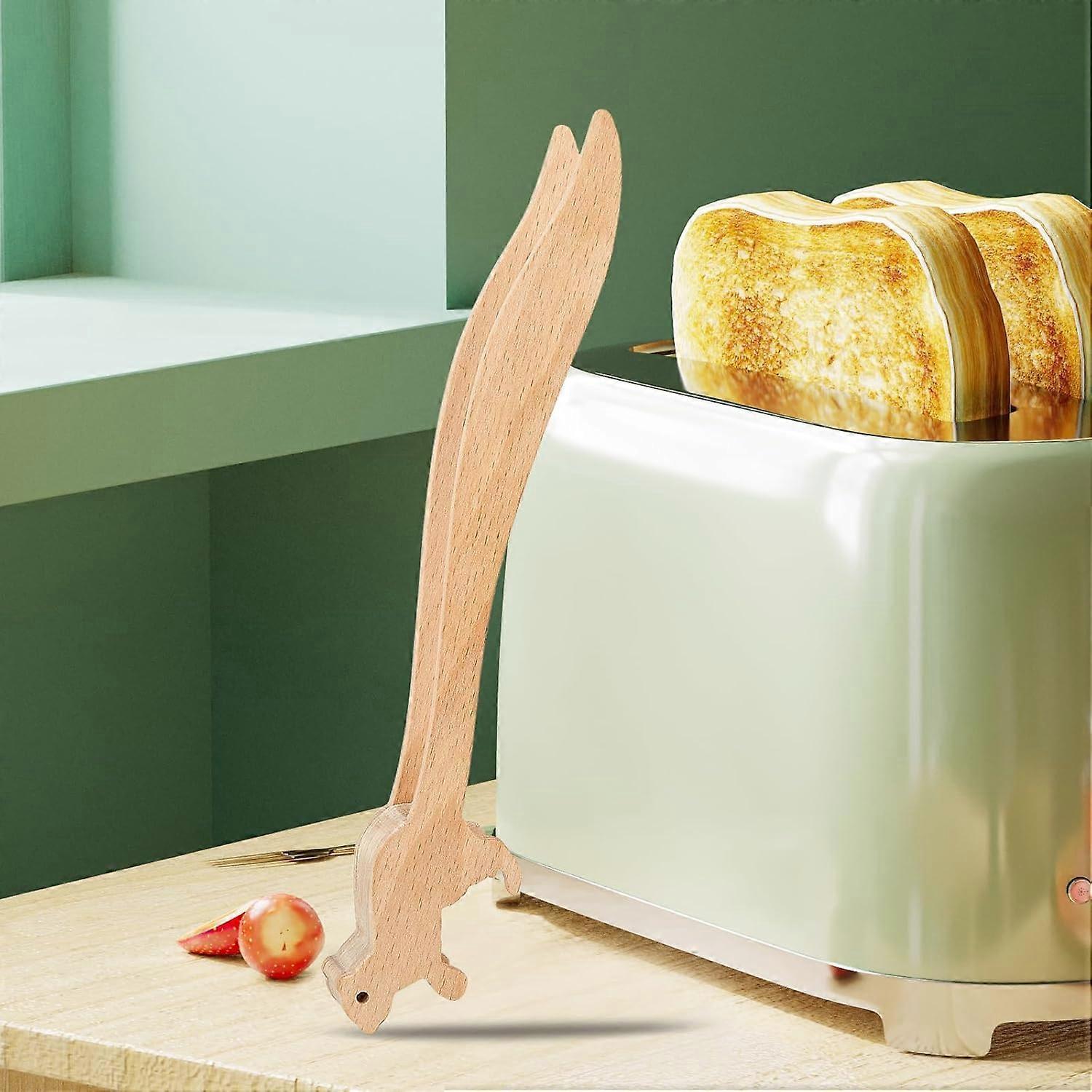 2pcs Wooden Toaster Tongs for Bread and Appetizers V1263-JX-4887