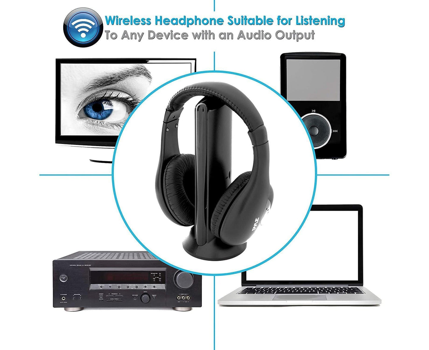 Stereo Wireless Over-Ear Headphones High Fidelity Headset V1263-JX-49