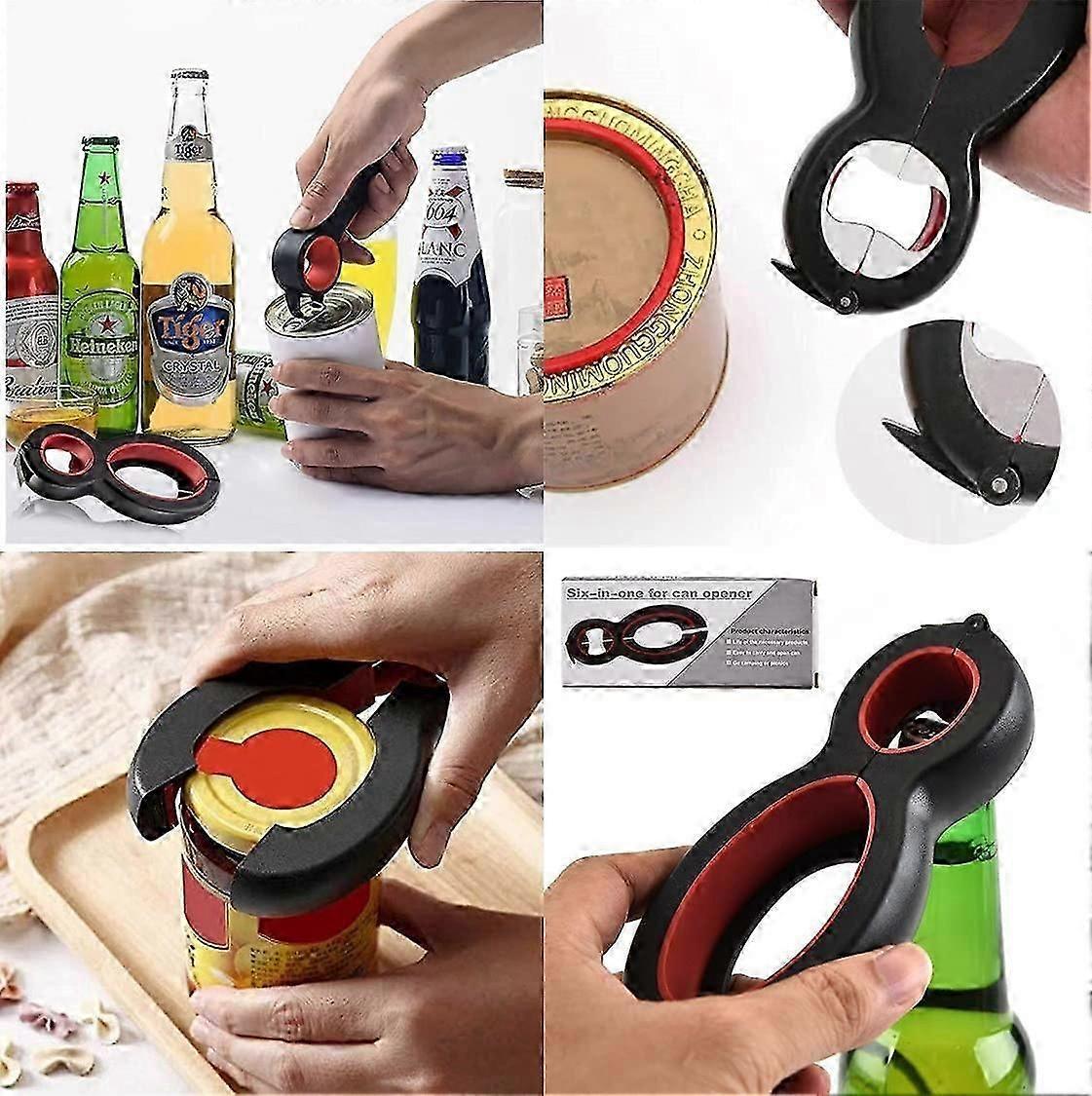 Adjustable 6-in-1 Can & Bottle Opener, Arthritis Friendly, Easy Grip, Multifunction Tool V1263-JX-4909