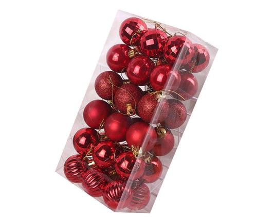 36Pcs Christmas Tree Balls Festival Home Party Mall Xmas Hanging Decor Ornament-Red V1263-JX-491