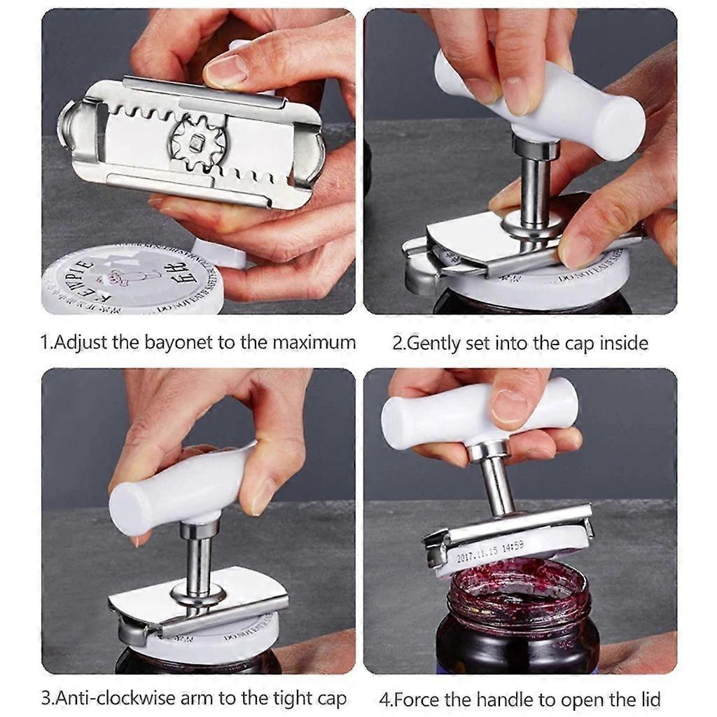 Easy-Open Arthritis Can Opener, Labor-Saving Screw Cap Opener, White V1263-JX-4910