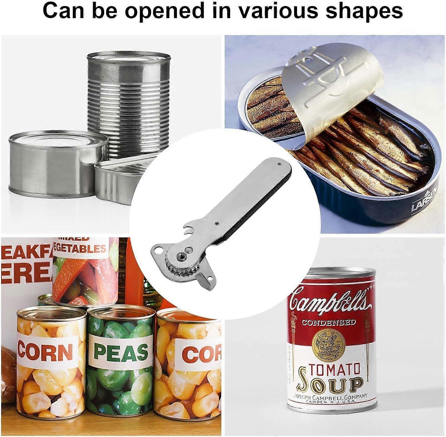 2pcs Stainless Steel Manual Can Opener, Smooth Edge, Tin & Can Opening Tool V1263-JX-4913