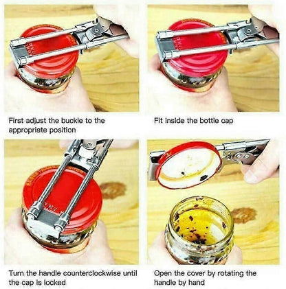 Adjustable Stainless Steel Can Opener, Multi-Function Jar & Bottle Opener V1263-JX-4914