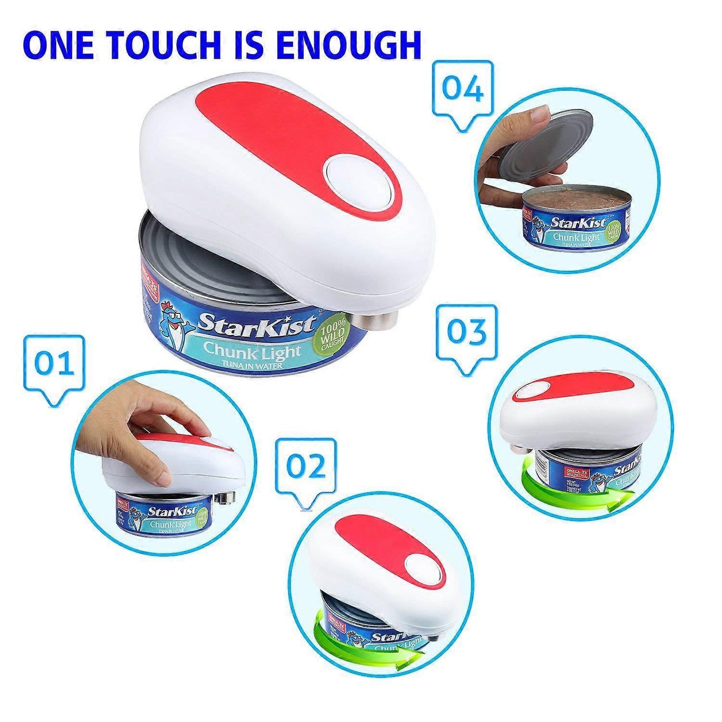 One-Touch Electric Can Opener, Smooth Edge, Hands-Free Operation V1263-JX-4917