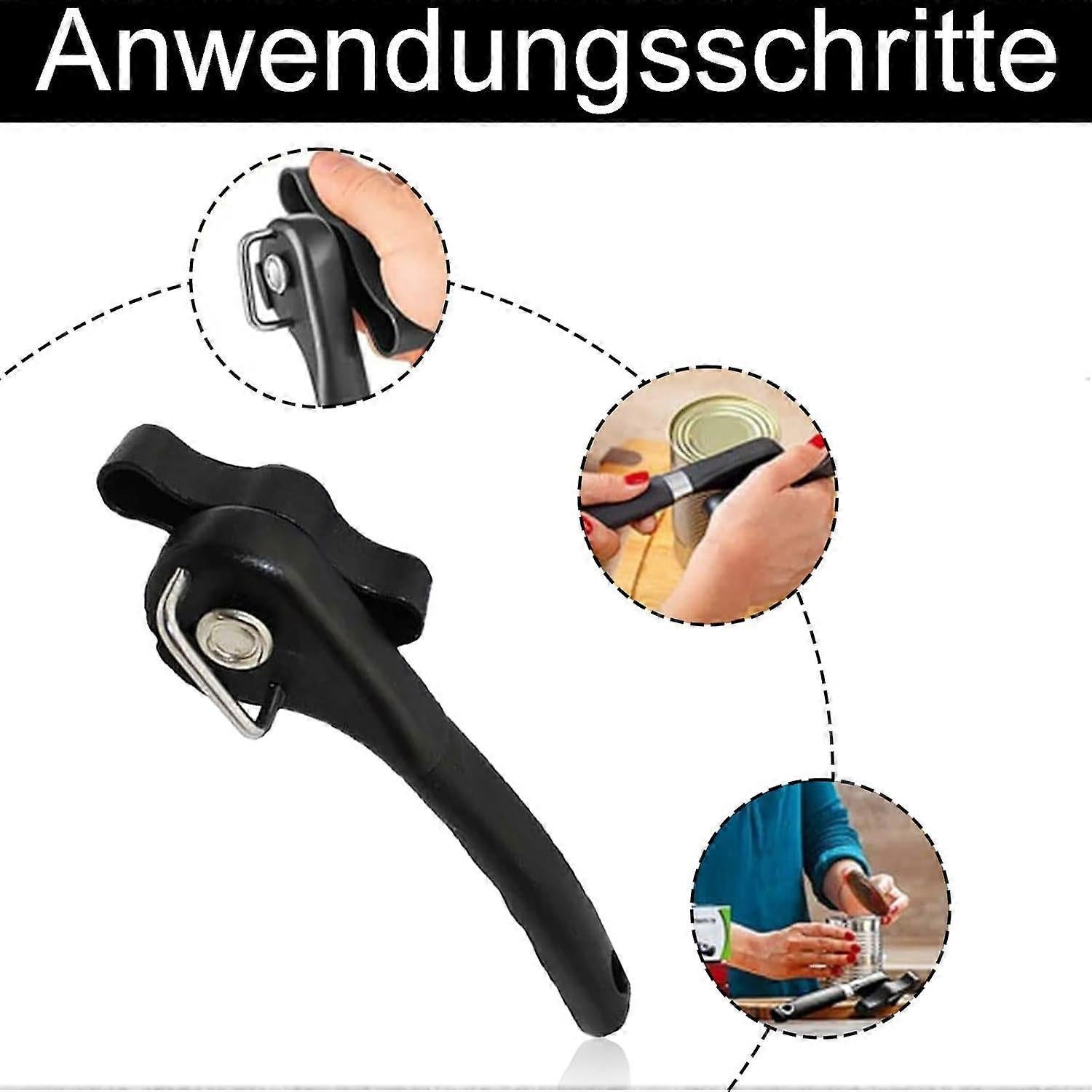 Manual Stainless Steel Can Opener, No Sharp Edges, Black, Restaurant & Kitchen Use V1263-JX-4918