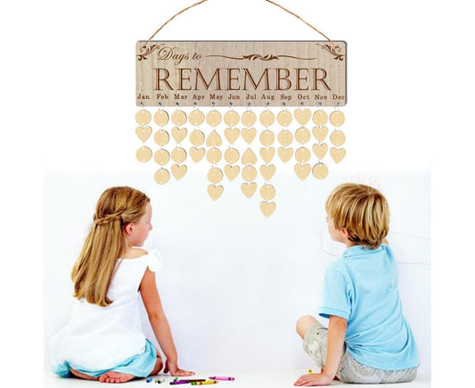 Wall Hanging Calendar Wooden Words Print Family Home Ornaments Office Decor- A V1263-JX-492