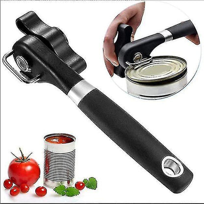Secure Cut Can Opener, Manual Smooth Edge, Ergonomic Grip, Black V1263-JX-4921