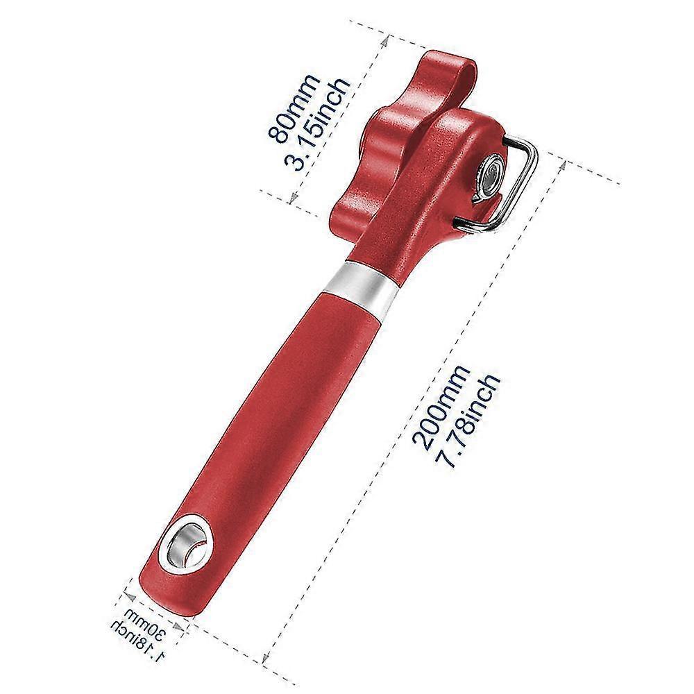 Manual Stainless Steel Can Opener, Smooth Edge, Red Handle V1263-JX-4922