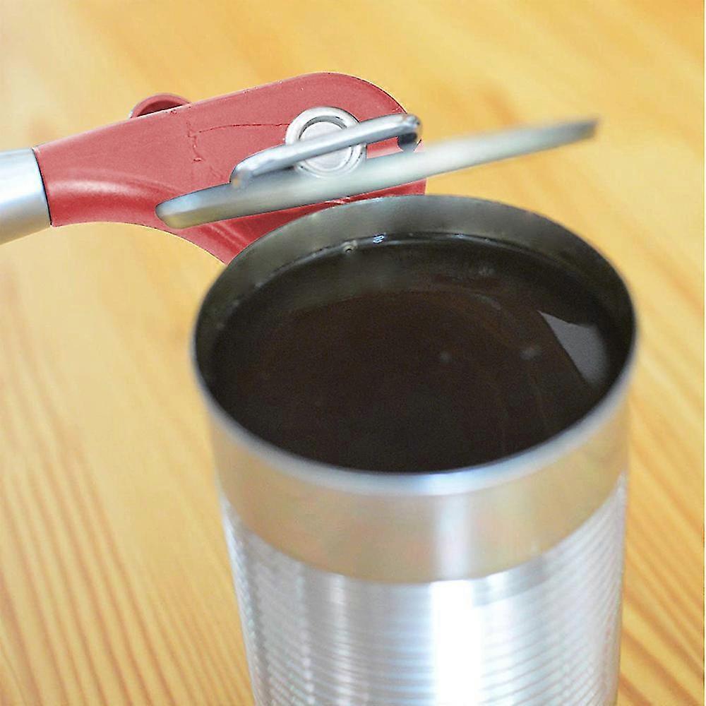 Manual Stainless Steel Can Opener, Smooth Edge, Red Handle V1263-JX-4922