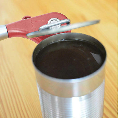 Manual Stainless Steel Can Opener, Smooth Edge, Red Handle V1263-JX-4922